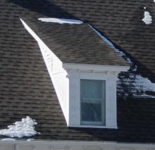 Shed dormer slope with roof